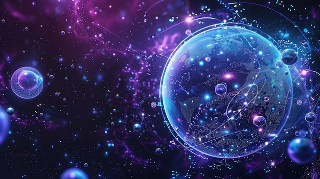 An artistic rendering of the multiverse theory showing various bubble universes, each potentially containing billions of galaxies.